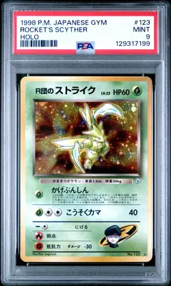 1998 POKEMON JPN GYM #123 ROCKET'S SCYTHER-HOLO PSA 9 - Image 1