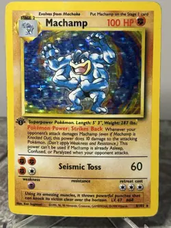 Machamp 8/102 - Base Set 1st Edition WOTC Pokemon TCG HP/MP - Image 1