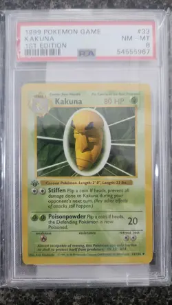 1999 POKEMON BASE SET 1ST EDITION #33 KAKUNA PSA 8 - Image 1
