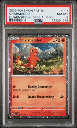2025 POKEMON PAF EN-PALDEAN FATES CHARIZARD EX SPECIAL COLL CHARMANDER PSA 8 - Image 1