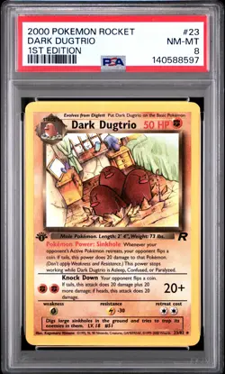 2000 POKEMON ROCKET 1ST EDITION #23 DARK DUGTRIO PSA 8 - Image 1