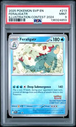 2025 POKEMON SVP EN-SV ILLUSTRATION CONTEST PROMO #213 FERALIGATR PSA 9 - Image 1