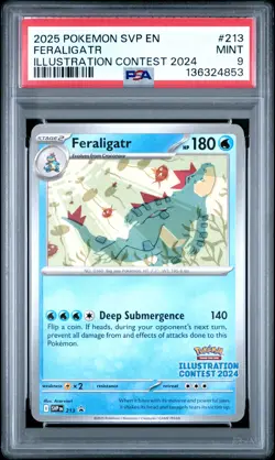 2025 POKEMON SVP EN-SV ILLUSTRATION CONTEST PROMO #213 FERALIGATR PSA 9 - Image 1