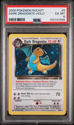 2000 POKEMON ROCKET #5 DARK DRAGONITE-HOLO PSA 6 - Image 1