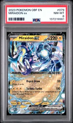 2023 POKEMON OBF EN-OBSIDIAN FLAMES #079 MIRAIDON EX PSA 8 - Image 1