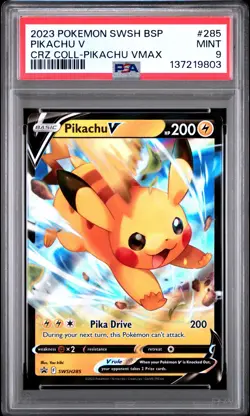 2023 POKEMON SWSH CROWN ZENITH COLLECTIONS PROMO #285 PIKACHU V PSA 9 - Image 1