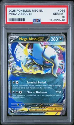 2025 POKEMON MEG EN-MEGA EVOLUTION #086 MEGA ABSOL EX PSA 10 - Image 1