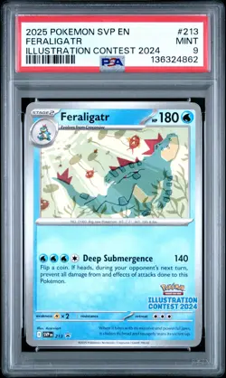 2025 POKEMON SVP EN-SV ILLUSTRATION CONTEST PROMO #213 FERALIGATR PSA 9 - Image 1