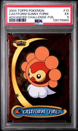 2004 TOPPS POKEMON ADVANCED CHALLENGE FOIL #13 CASTFORM SUNNY FORM PSA 5 - Image 1