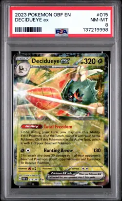 2023 POKEMON OBF EN-OBSIDIAN FLAMES #015 DECIDUEYE EX PSA 8 - Image 1