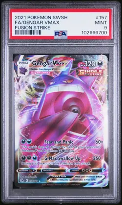 2021 POKEMON SWORD & SHIELD FUSION STRIKE #157 FULL ART/GENGAR VMAX PSA 9 - Image 1