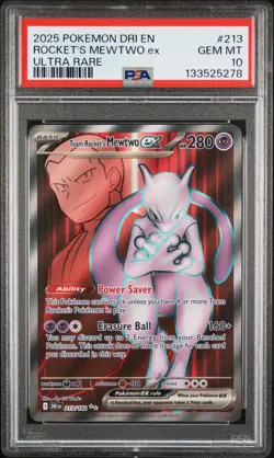 2025 POKEMON DRI EN-DESTINED RIVALS ULTRA RARE TEAM ROCKET'S MEWTWO EX PSA 10 - Image 1