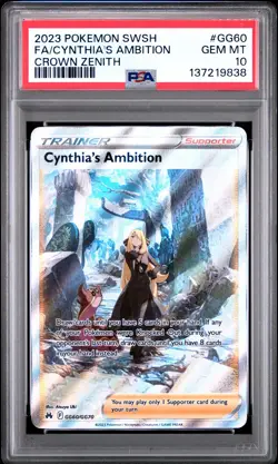 2023 POKEMON SWORD & SHIELD CROWN ZENITH FULL ART/CYNTHIA'S AMBITION PSA 10 - Image 1