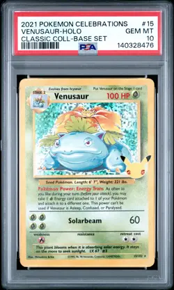 2021 POKEMON CELEBRATIONS CLASSIC COLLECTION #15 VENUSAUR-HOLO PSA 10 - Image 1