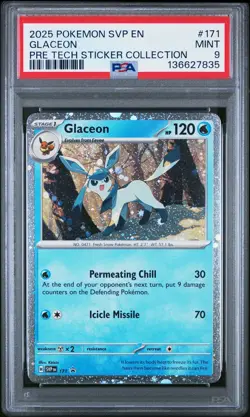2025 POKEMON PRISMATIC EVOLUTIONS TECH STICKER COLLECTION GLACEON PSA 9 - Image 1