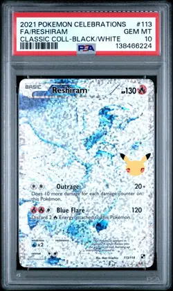 2021 POKEMON CELEBRATIONS CLASSIC COLLECTION #113 FULL ART/RESHIRAM PSA 10 - Image 1
