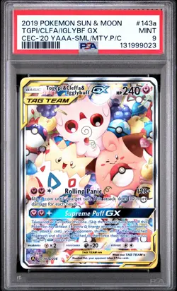 2019 POKEMON SUN & MOON COSMIC ECLIPSE TOGEPI & CLEFFA & IGGLYBUFF GX PSA 9 - Image 1