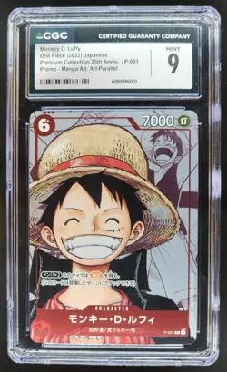 2022 ONE PIECE CCG JAPANESE MONKEY D. LUFFY MANGA ALT ART 25TH P-001 CGC 10 B PT - Image 1