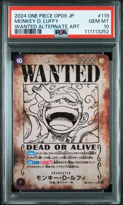 PSA 10 Monkey D. Luffy OP05-119 Wanted Alternate Art One Piece Japanese - Image 1