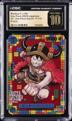 2025 ONE PIECE JPN PC: ONE PIECE DAY '25 PROMO MONKEY D. LUFFY CGC 10 PRISTINE - Image 1