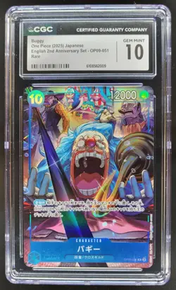 2025 ONE PIECE CCG JAPANESE BUGGY RARE 25TH ANNIVERSARY OP09-051 CGC 10 A PT - Image 1