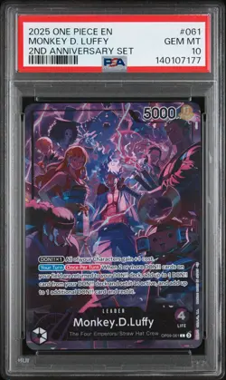 2025 ONE PIECE ENGLISH VERSION 2ND ANNIVERSARY SET #061 MONKEY D. LUFFY PSA 10 - Image 1