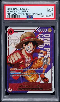 2025 ONE PIECE 3RD ANNIVERSARY! TREASURE CAMPAIGN PACK MONKEY D. LUFFY PSA 9 - Image 1