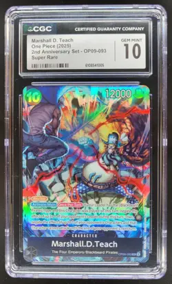2025 ONE PIECE CCG MARSHALL D. TEACH SUPER RARE OP09-093 CGC 10 B PT - Image 1