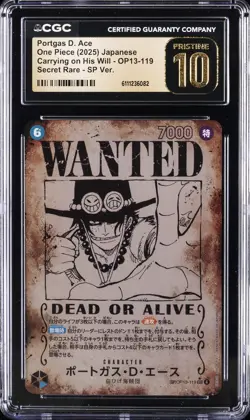 2025 ONE PIECE JPN CARRYING ON HIS WILL WANTED AA PORTGAS D. ACE CGC 10 PRISTINE - Image 1