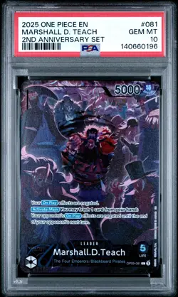 2025 ONE PIECE ENGLISH VERSION 2ND ANNIVERSARY SET #081 MARSHALL D. TEACH PSA 10 - Image 1