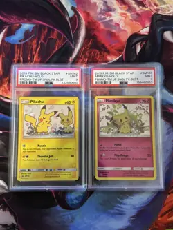 Pikachu & Mimikyu Consecutive PSA 9 Set ~ SM162 & SM163 Team Up Promo ~ Pokemon - Image 1