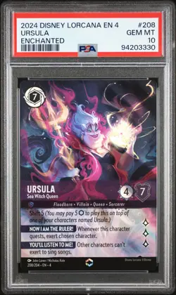2024 DISNEY LORCANA URSULA'S RETURN ENCHANTED URSULA SEA WITCH QUEEN PSA 10 - Image 1