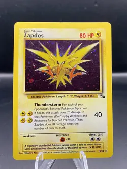 Zapdos - 15/62 - 1999 Fossil Unlimited - WOTC - Holo Rare - Pokemon TCG - Image 1