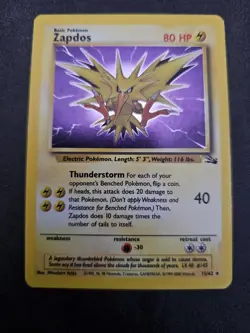 ⚡ Pokemon TCG Zapdos 15/62 - Fossil Holo Rare - Near Mint (NM) ⚡#1 - Image 1
