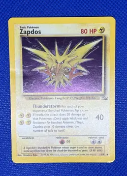 Zapdos 15/62 | Fossil Set | Holo Rare | Pokemon TCG Card WOTC 1999 - Image 1