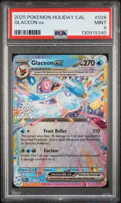 2025 POKEMON HOLIDAY CALENDAR #026 GLACEON EX PSA 9 - Image 1