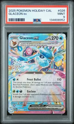 2025 POKEMON HOLIDAY CALENDAR #026 GLACEON EX PSA 9 - Image 1