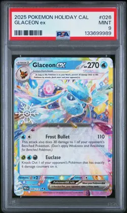 2025 POKEMON HOLIDAY CALENDAR #026 GLACEON EX PSA 9 - Image 1