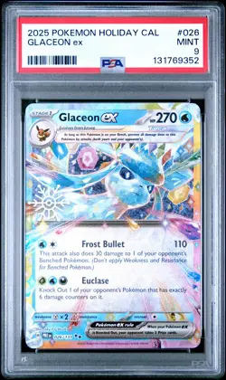 2025 POKEMON HOLIDAY CALENDAR #026 GLACEON EX PSA 9 - Image 1