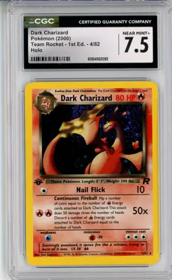 CGC NEAR MINT+ 7.5 Pokemon TCG Dark Charizard 4/82 Team Rocket 1st Edition Holo - Image 1