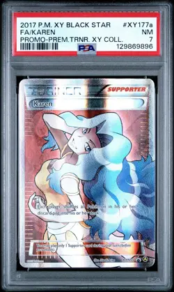 2017 POKEMON XY BLACK STAR PROMO PREM TRAINER XY COLL FULL ART/KAREN PSA 7 - Image 1
