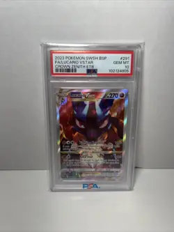 2023 Pokemon SWSH 291 Lucario VStar Crown Zenith ETB Black Star Promo PSA 10 Gem - Image 1