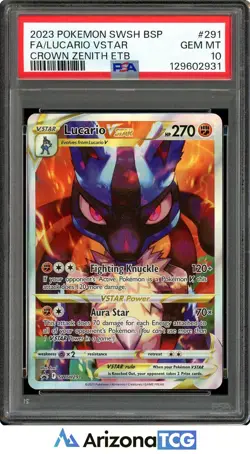 Pokemon 2023 Lucario VSTAR SWSH291 Full Art Crown Zenith ETB Promo GEM MT PSA 10 - Image 1