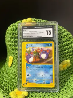 CGC 10 GEM MINT Marill 2002 McDonald's Japanese 009/018 Pokemon Card - Image 1