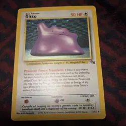 Pokemon TCG Ditto 3/62 Fossil Rare Vintage 1999 Wizards Card - Image 1