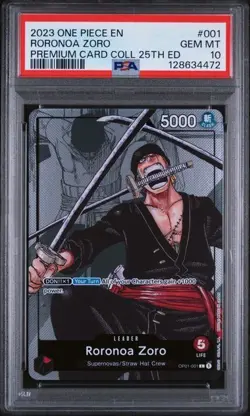 2023 Roronoa Zoro OP01-001 PREMIUM CARD COLLECTION 25TH EDITION EN PSA 10 - Image 1