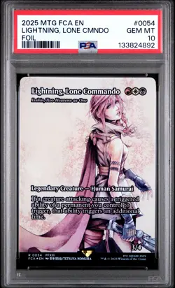 2025 MTG FINAL FANTASY THROUGH THE AGES FOIL LIGHTNING, LONE COMMANDO PSA 10 - Image 1