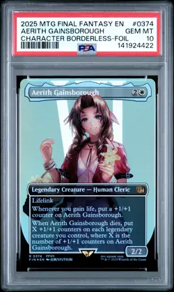 2025 MTG FINAL FANTASY CHARACTER BORDERLESS-FOIL AERITH GAINSBOROUGH PSA 10 - Image 1
