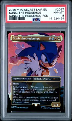 2025 MTG SECRET LAIR DROP SONIC: FRIENDS & FOES-FOIL SONIC THE HEDGEHOG PSA 8 - Image 1
