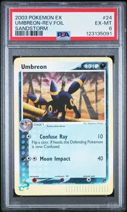 2003 POKEMON EX SANDSTORM UMBREON #24/100 | REVERSE HOLO | PSA 6 - Image 3